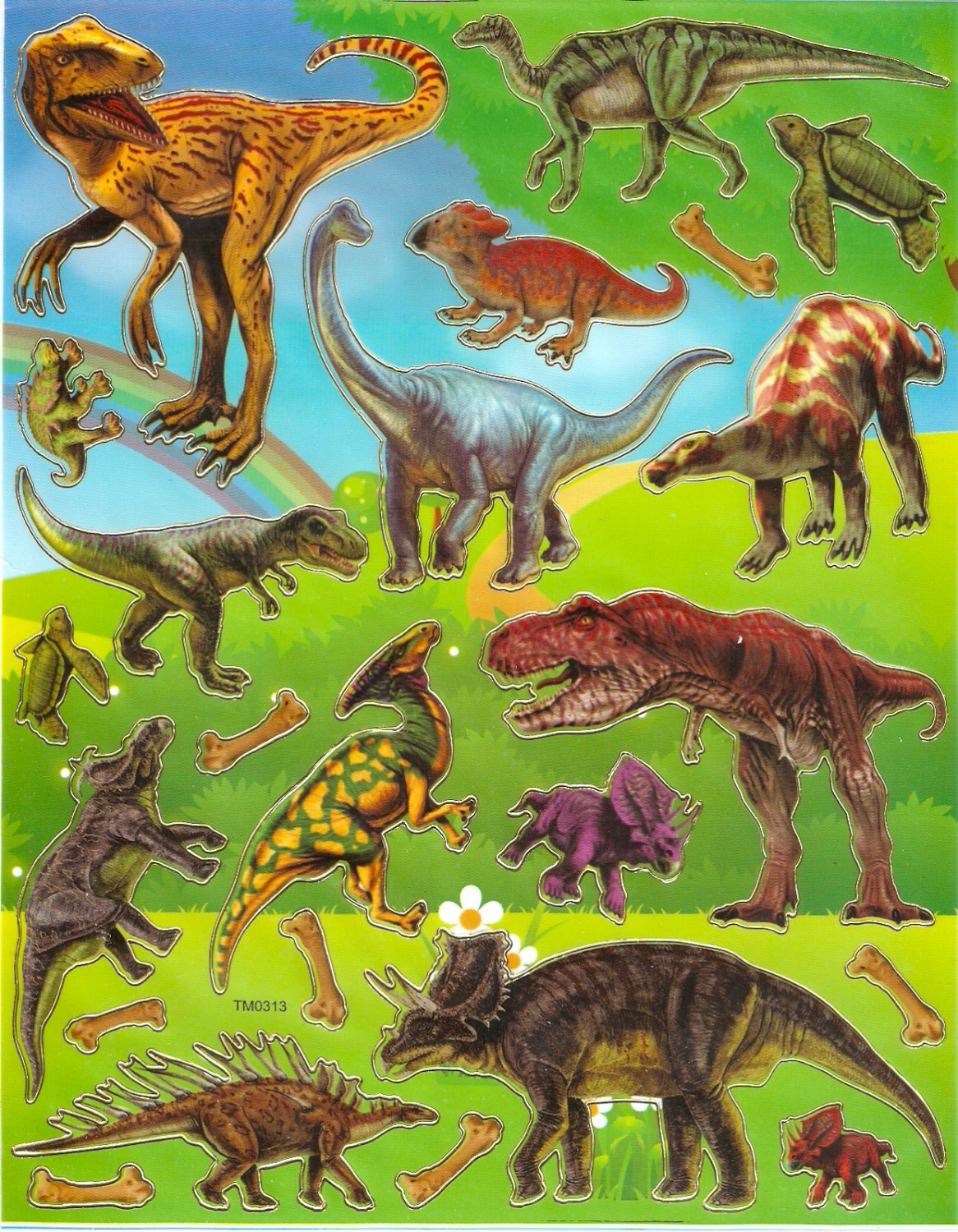 10 Sheets Tm0313 Realistic Dinosaur Sticker For Scrapbooking Etc 9438