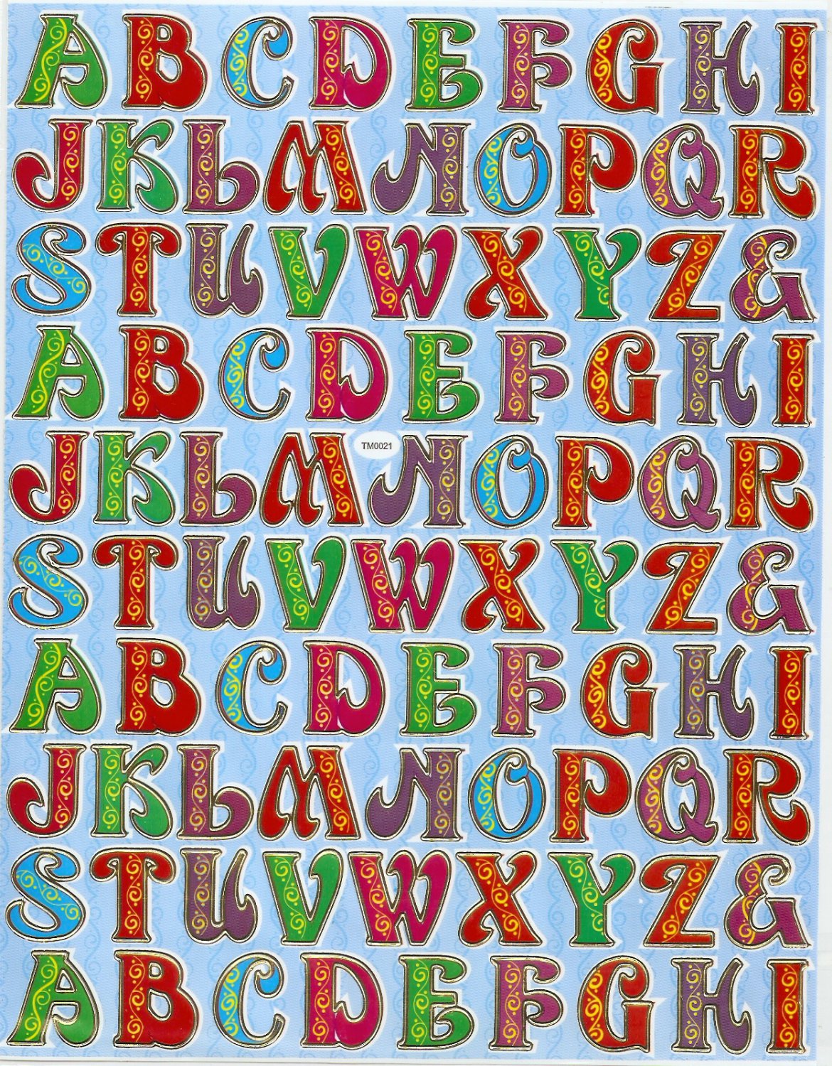 10 sheets Letters or Alphabets Sticker TM0021