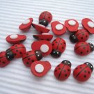 100pcs 12mm*15mm Hand painted Wooden Ladybug Ladybird Stick on No Shipping Fee