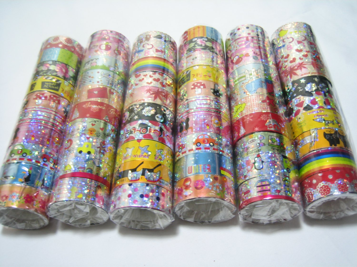 60rolls x 3m Assorted Laser Design Cute Kawaii Korean Deco Adhensive Tape