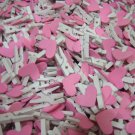 100pcs Wooden Peg with Pink Heart