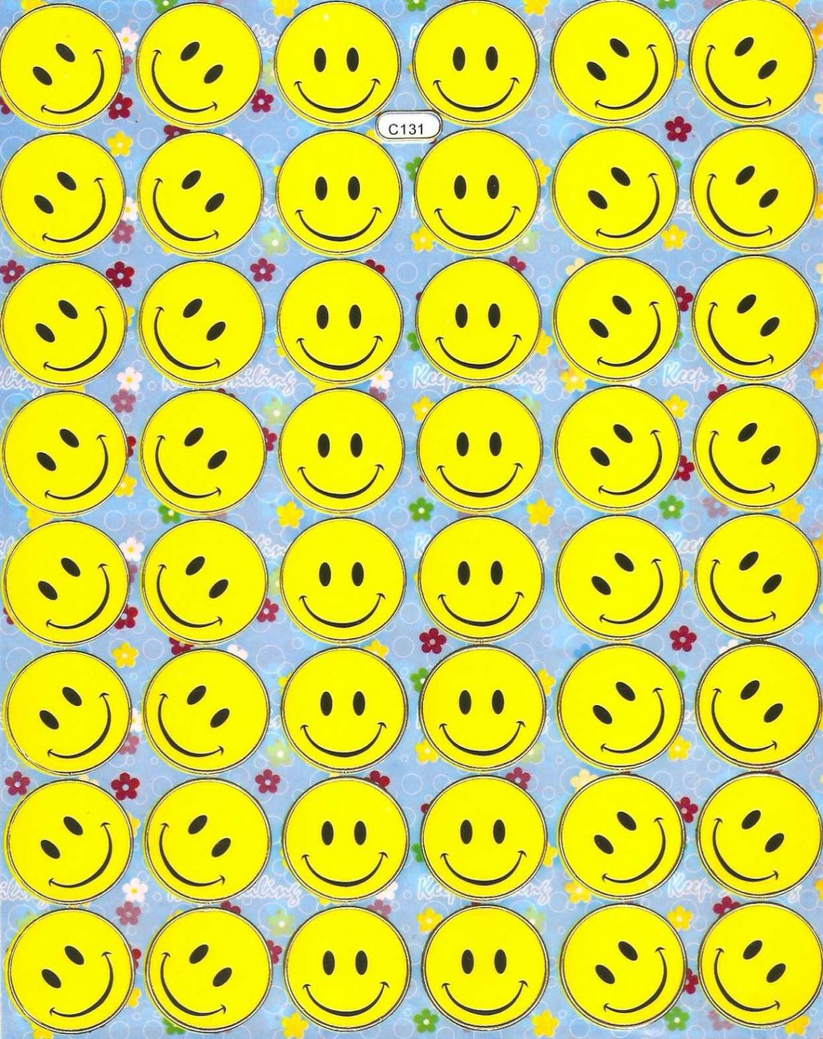 10 sheets #C131 SMILEY FACE Removable A4 Sticker