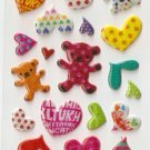 OK003A Teddy and Love/Heart Mini Puffy Sticker FREE SHIPPING
