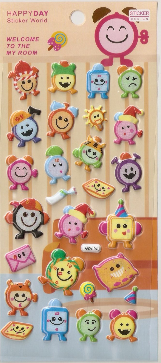 GZA1013 Clock Mini Puffy Sticker FREE SHIPPING