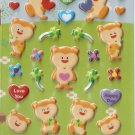 GZA1029 Bear's Happy Day Mini Puffy Sticker FREE SHIPPING