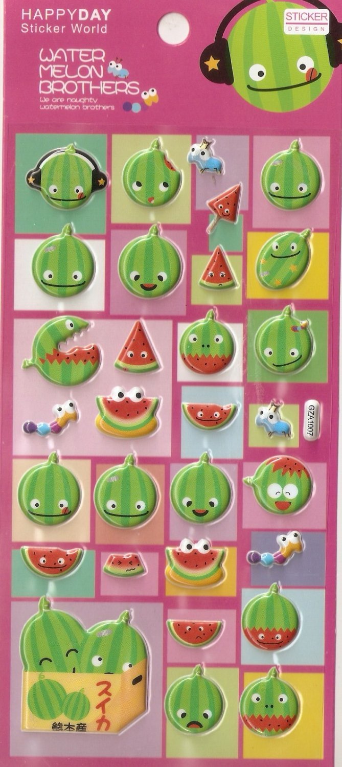 GZA1007 Watermelon Mini Puffy Sticker FREE SHIPPING
