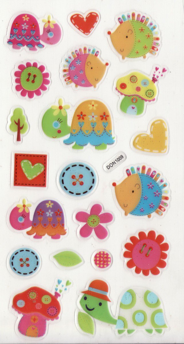 DON1009 Hedges & Turtles Mini Epoxy Sticker FREE SHIPPING