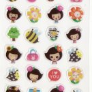 DON1013 Bees Flower & Girls Mini Epoxy Sticker FREE SHIPPING