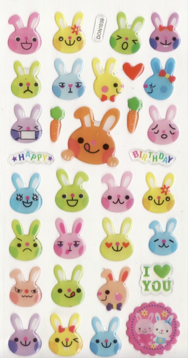 DON1039 Rabbit Head Mini Epoxy Sticker FREE SHIPPING