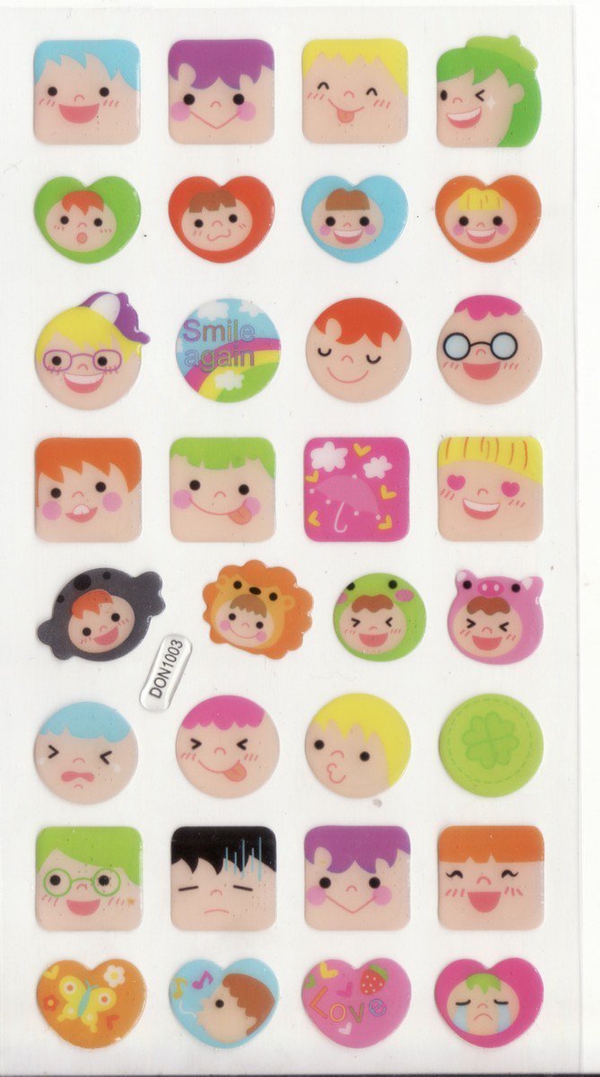 DON1003 Kids Faces Mini Epoxy Sticker FREE SHIPPING