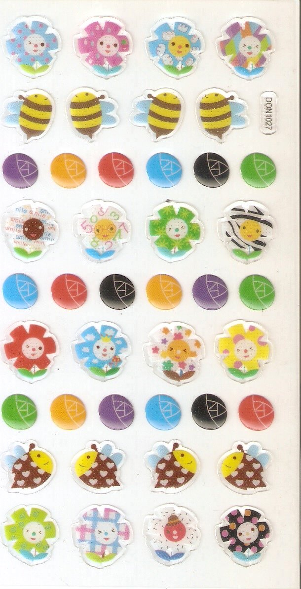 DON1027 Bees & Flowers Mini Epoxy Sticker FREE SHIPPING