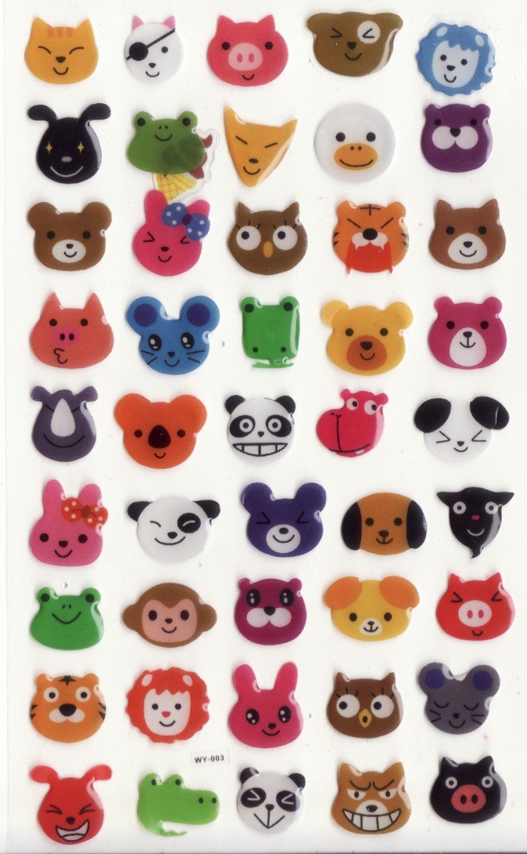 WY003 Animal Head Mini Epoxy Sticker FREE SHIPPING