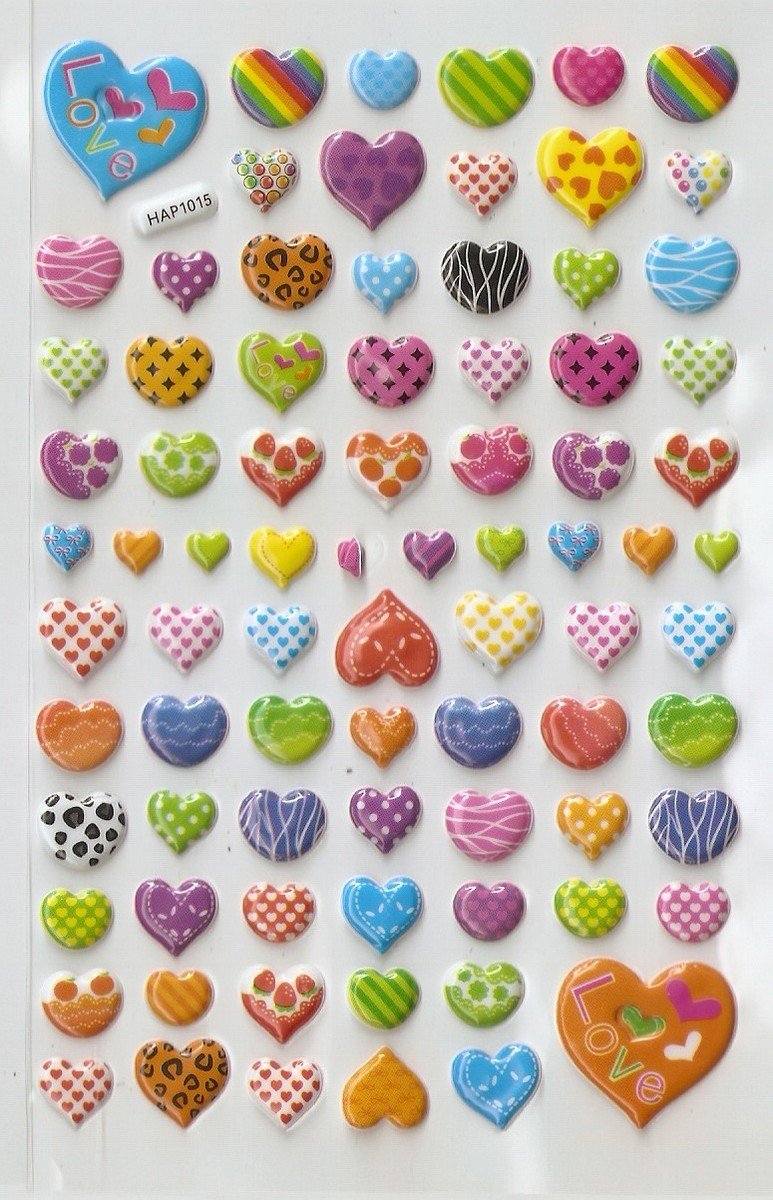 HAP1015 Assorted Heart Mini Puffy Sticker FREE SHIPPING