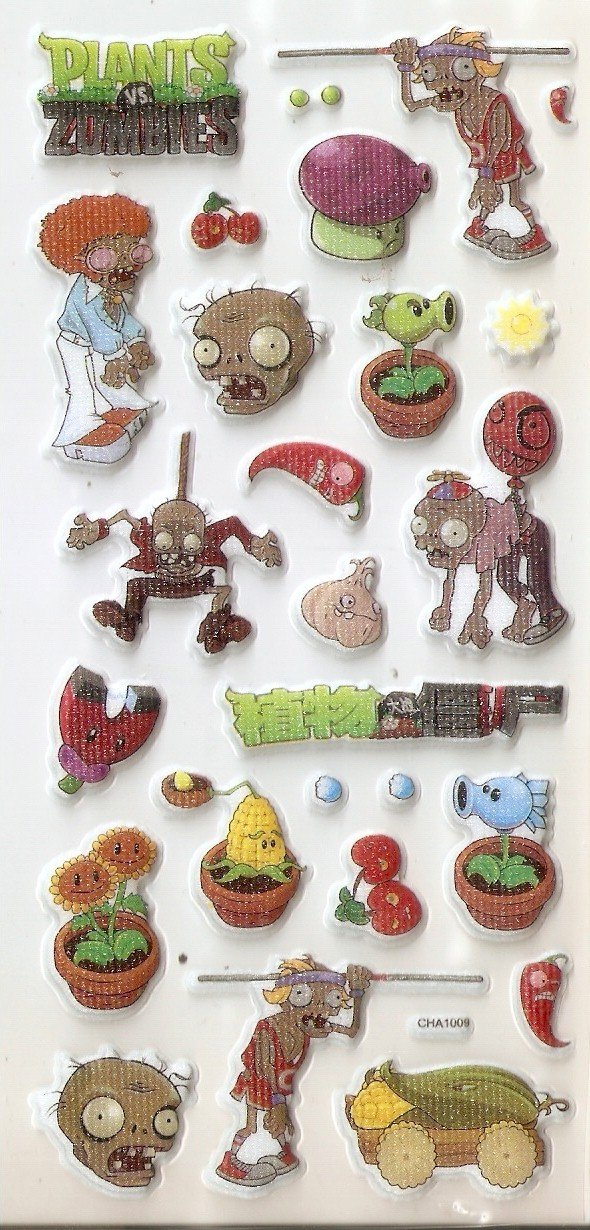 CHA1009 Plants & Zombie Mini Puffy Sticker FREE SHIPPING