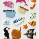 OK029c Fish & Penguin Mini Puffy Sticker FREE SHIPPING