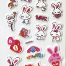 OK021e Rabbit Love Mini Puffy Sticker FREE SHIPPING