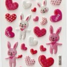 OK003B Heart Rabbit Mini Puffy Sticker FREE SHIPPING