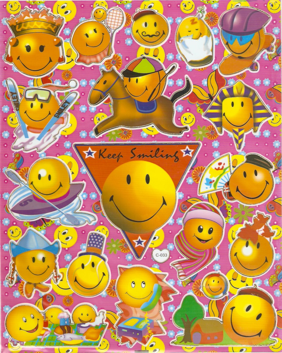 C033 Smiley Face Removable A4 Sticker