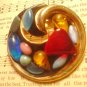 Upcycled signed Trifari brooch RS rhinestones