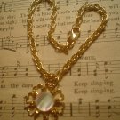 Handmade 7 " goldtone bracelet, mother of pearl MOP charm hearts