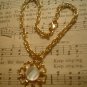Handmade 7 " goldtone bracelet, mother of pearl MOP charm hearts