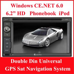 Custron T1062UD1 Double Din Universal GPS Sat Navi System + DVD Playback BT Phonebook