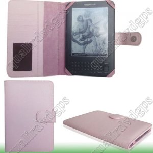 New Amazon Kindle 3 eBook Reader Leather Case Cover Pink FREE Screen Guard