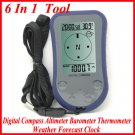 6 In 1 Digital Compass Altimeter Barometer Thermometer Weather Forecast Clock