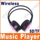 Digital Wireless Headphone FM SD/TF Stero Music  pink