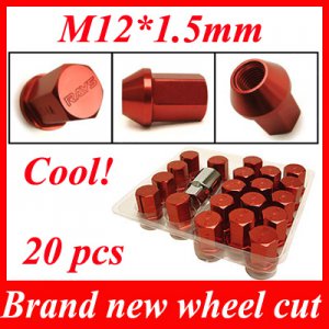 20pcs Racing Wheel Lug Nut Kit Sets 12 x 1.5 mm Screw Red