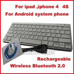 FB-WXJP01-WH Ultra-Slim Wireless Bluetooth V2.0 Rechargeable Keyboard For ipad iphone 4 4s