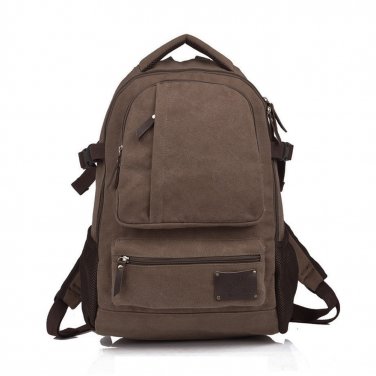 GM-MRKD09-CF Koolertroon Men's Retro Casual Canvas Backpack Travel Hiking Sports Bag Rucksack