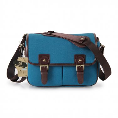 AS-WFPU85-BL Koolertron PU Leather DSLR Camera Bag Messenger Shoulder Bag for Canon Nikon