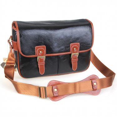 AS-WFFB90-BK Koolertron Waterproof PU Leather Women's Messenger Shouder Bag+Camera Insert