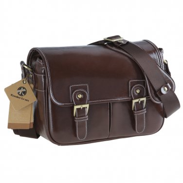 AS-WFPU80-CF Koolertron Waterproof Vintage PU Leather Messenger &Shoulder Bag+Camera Insert