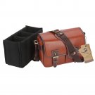 AS-WFPU80-BN Koolertron Waterproof Vintage PU Leather Messenger &Shoulder Bag+Camera Insert
