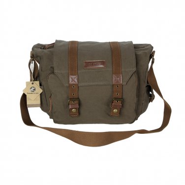 AS-KSFB34-GN Koolertron Vintage Canvas DSLR Shoulder Messenger Camera Bag for Canon 600D 9D