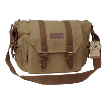 AS-KSFB34-YE Koolertron Vintage Canvas DSLR Shoulder Messenger Camera Bag for Canon 600D 9D
