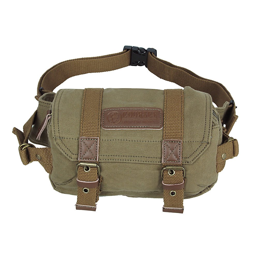 AS-KSFB12-GN Courser Canvas Vintage Waist Pack DSLR SLR Camera Bag For ...