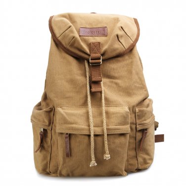 AS-KSFB39-YE Vintage Canvas DSLR Camera Bag Laptop Backpack Rucksack for Canon Nikon Sony