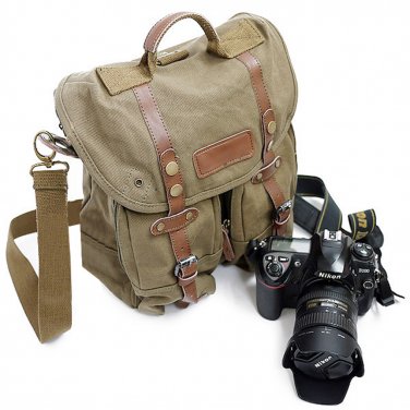 AS-KSFB36-GN Koolertron Waterproof DSLR Canvas Camera Bag Shoulder Messenger Bag for Nikon