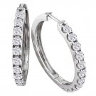 14k White Gold 1ct Diamond Hoop Earrings