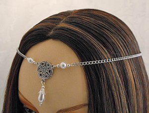 PEARL CELTIC TRIQUETRA medieval wedding tiara CIRCLET