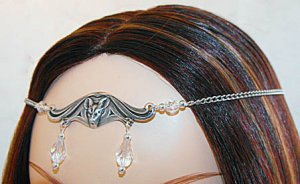 CUSTOM Crystal BAT medieval gothic goth vampire vamp CIRCLET #1392