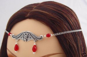 Red GOTHIC Medieval VAMPIRE BAT Crown CIRCLET Headpiece