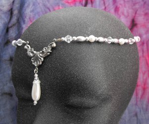 Pearl medieval Circlet head piece wedding crown tiara #1613