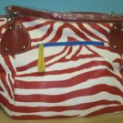 RED STRIPED ZEBRA PRINT TOTE BAG