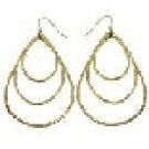 GOLD-PLATED TREBLE TEAR-SHAPED HOOP DANGLE EARRINGS