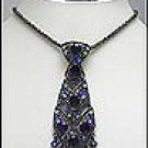 PURPLE SWAROVSKI NECKTIE PENDANT NECKLACE