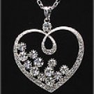 CLEAR RHINESTONE HEART PENDANT NECKLACE